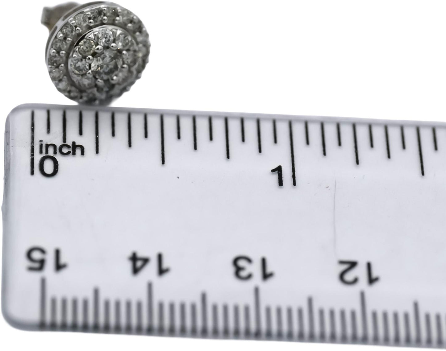 10k White Gold Round Diamond Cluster Stud Earrings 1.0CT