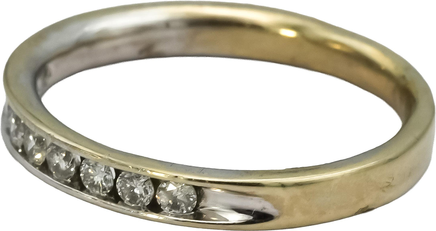 14k White Gold Round Channel Set Diamond Band Ring 0.20CT Size 6