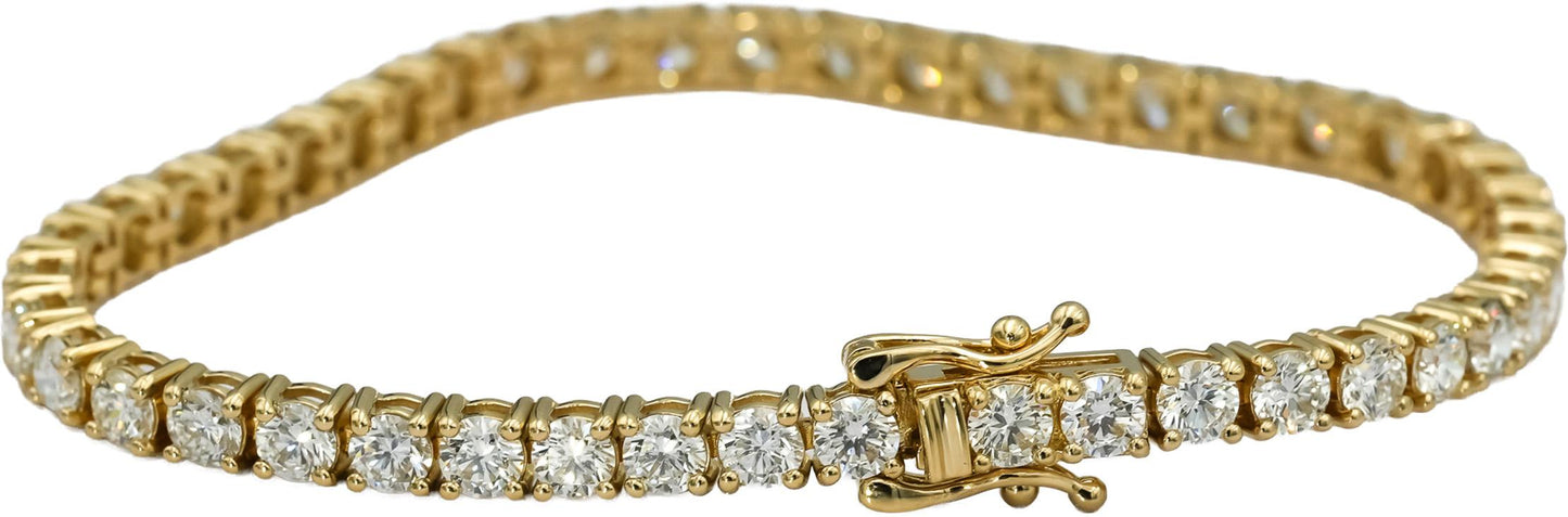 14k Yellow Gold VS Round Diamond Tennis Bracelet 8.39CT
