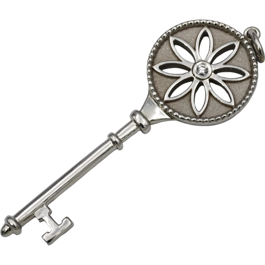 TIFFANY & CO. 18k White Gold VS Diamond Large Daisy Key Pendant 0.05CT