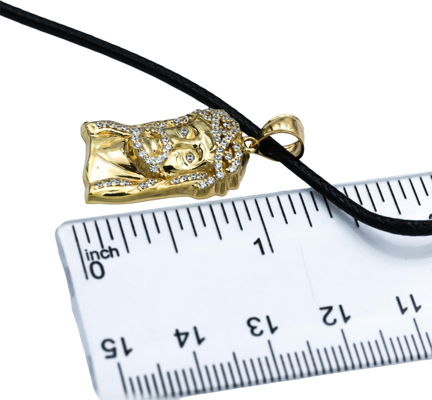 10k Yellow Gold Round Diamond Jesus Christ Pendant Necklace 0.25CT