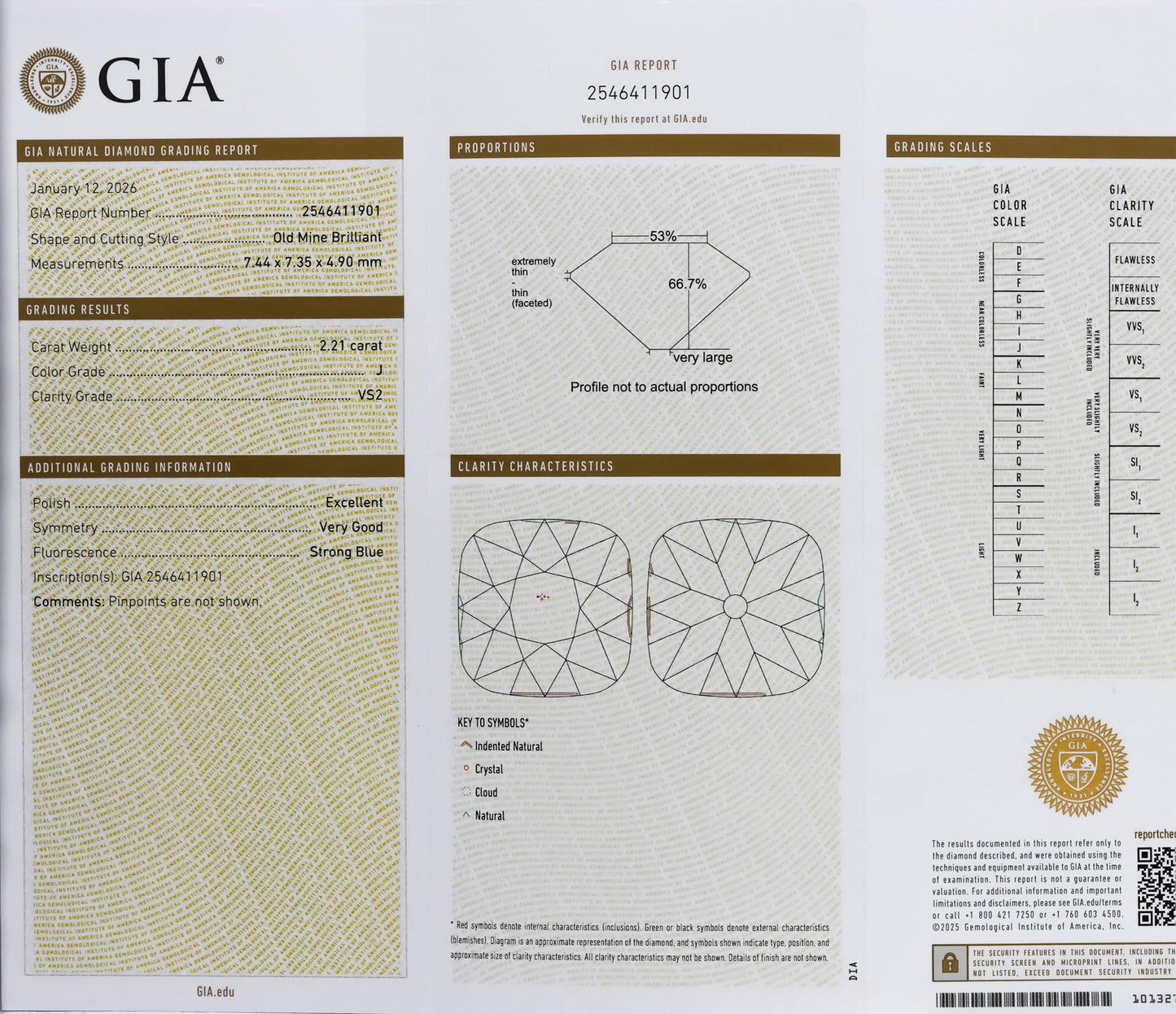 GIA Certified 2.21CT Old Mine Cut Diamond J Color VS2 Clarity Loose Stone