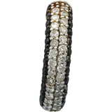 18k White Gold Round White and Black Diamond Hoop Huggie Earrings 1.0CT
