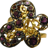 18k Yellow Gold & Rhodium Pink Tourmaline Butterfly Ring 1.25CT Size 7.5