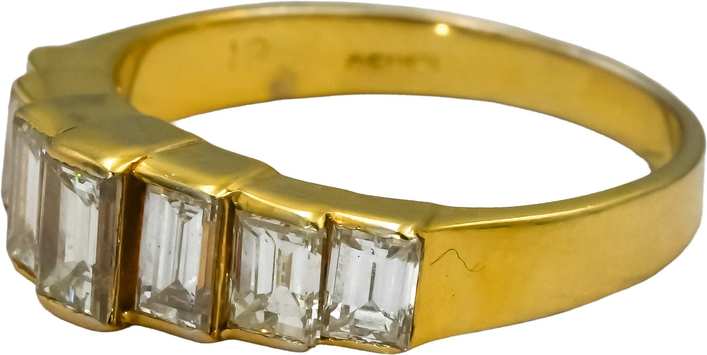 18k Yellow Gold VS Emerald Cut Diamond Band Ring 1.88CT Size 7.5