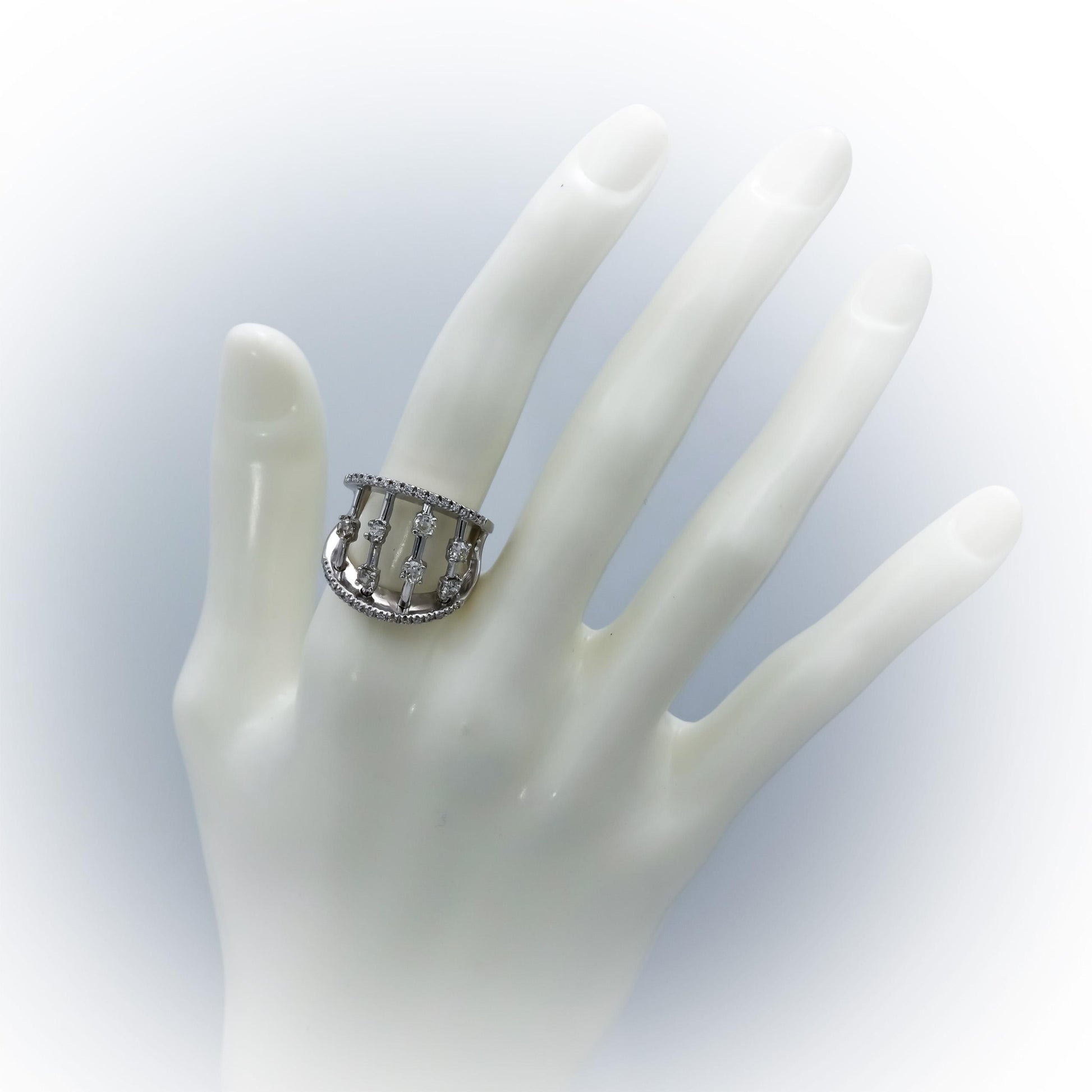 18k White Gold VS Old Mine and Modern Cut Diamond Ring 1.0CT Size 6.5