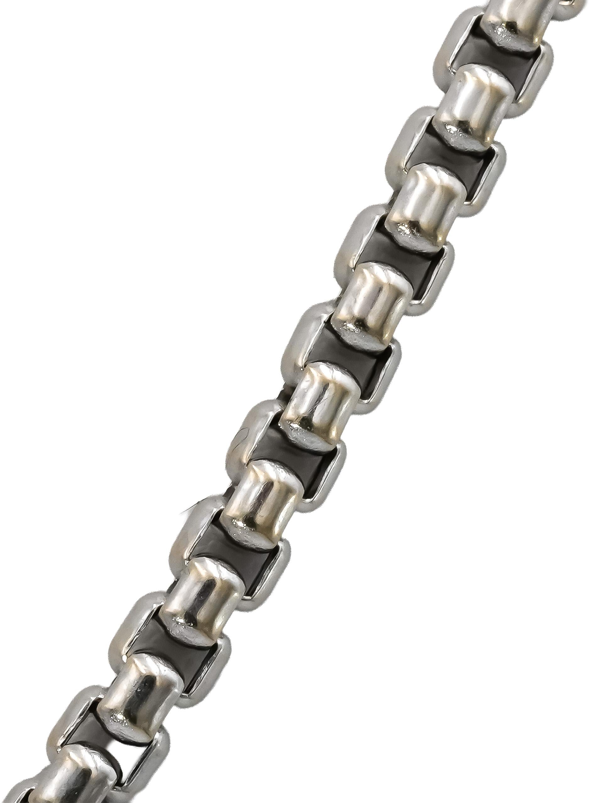 DAVID YURMAN 18k White Gold Box Link Chain Necklace 3.4mm Wide/22in Long