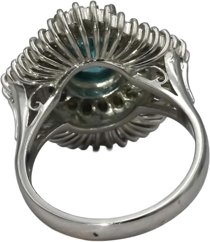 Platinum Round Baguette Diamond and Oval Zircon Cocktail Ring 4.43CT Size 6.75