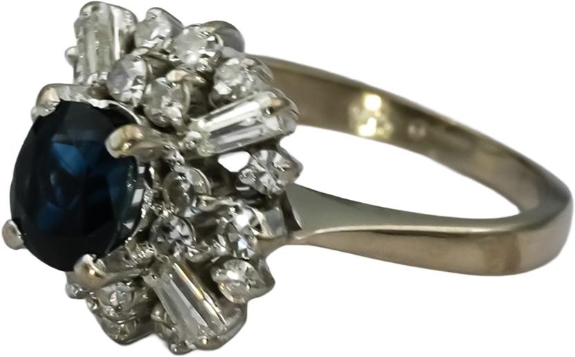 14k White Gold Diamond and Sapphire Cocktail Ring 1.50CT Size 4.5