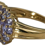 14k Yellow Gold Round and Marquise Cut Tanzanite Cluster Ring 2.06CT Size 8