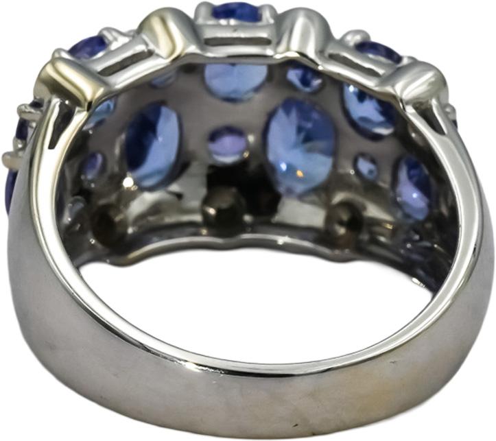 14k White Gold Oval and Round Tanzanite Ring 3.0CT Size 8 w/ Diamond Accents