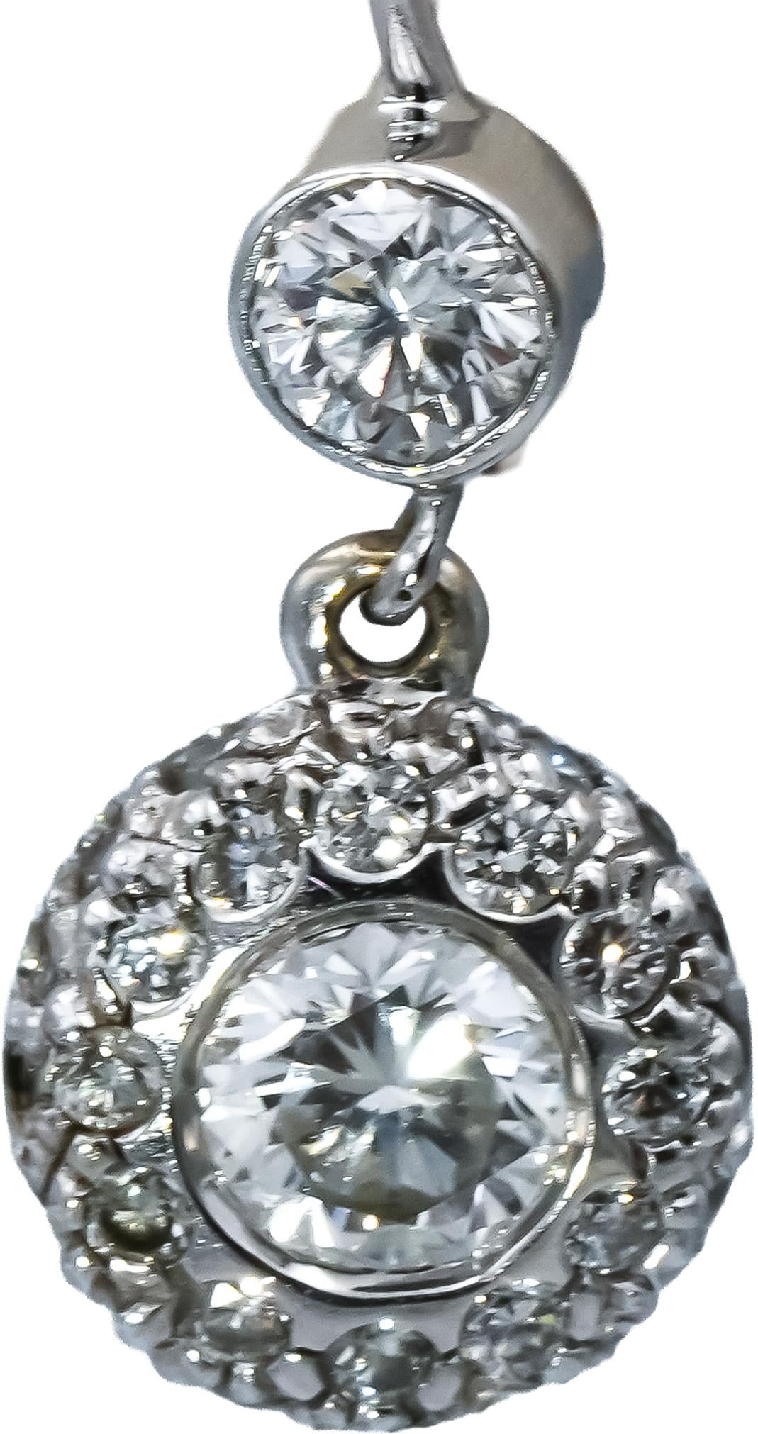 18k White Gold VS Diamond Drop Dangle Earrings 1.0CT
