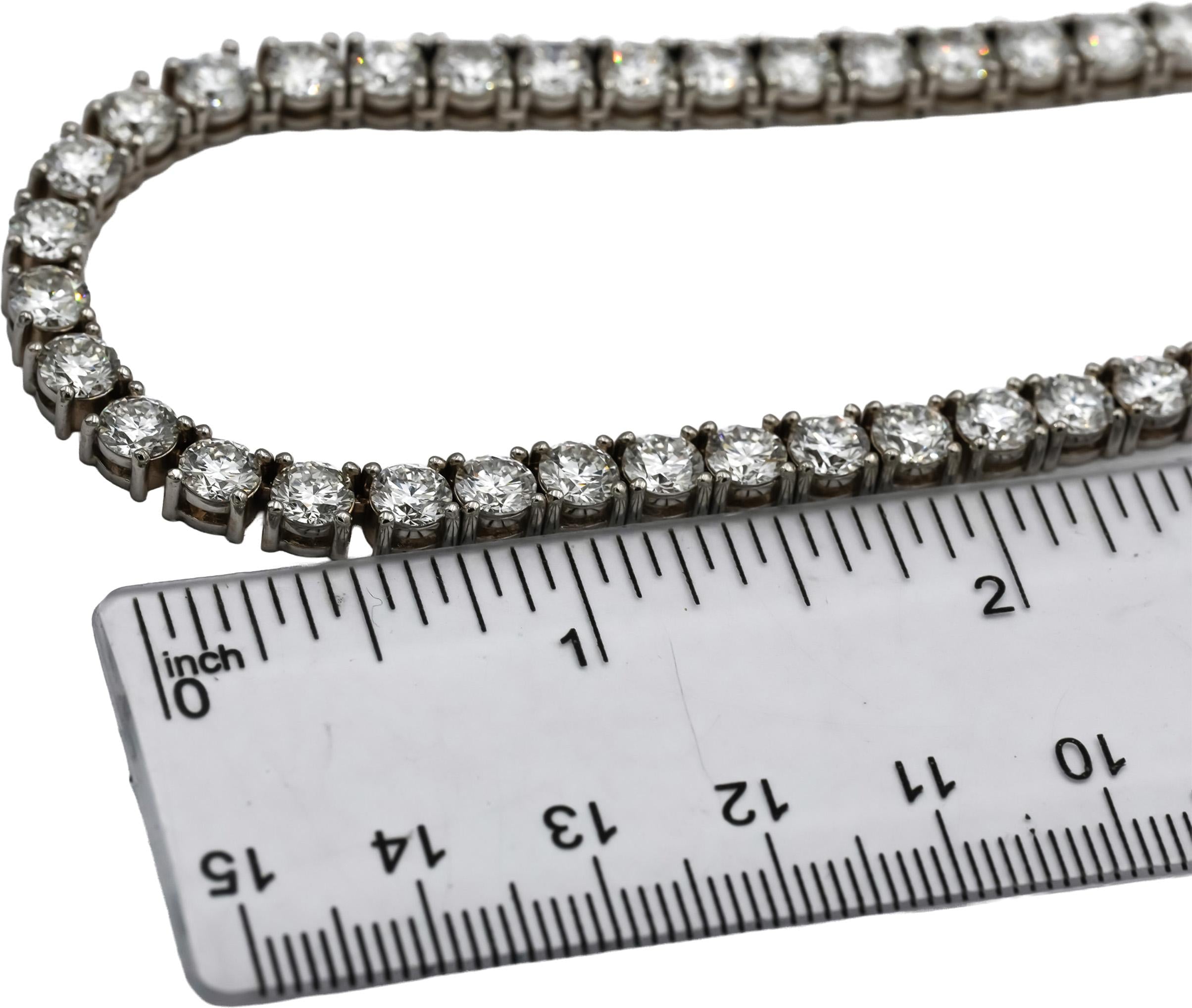 14k White Gold VS Round Lab-Grown Tennis Necklace 45.85CT