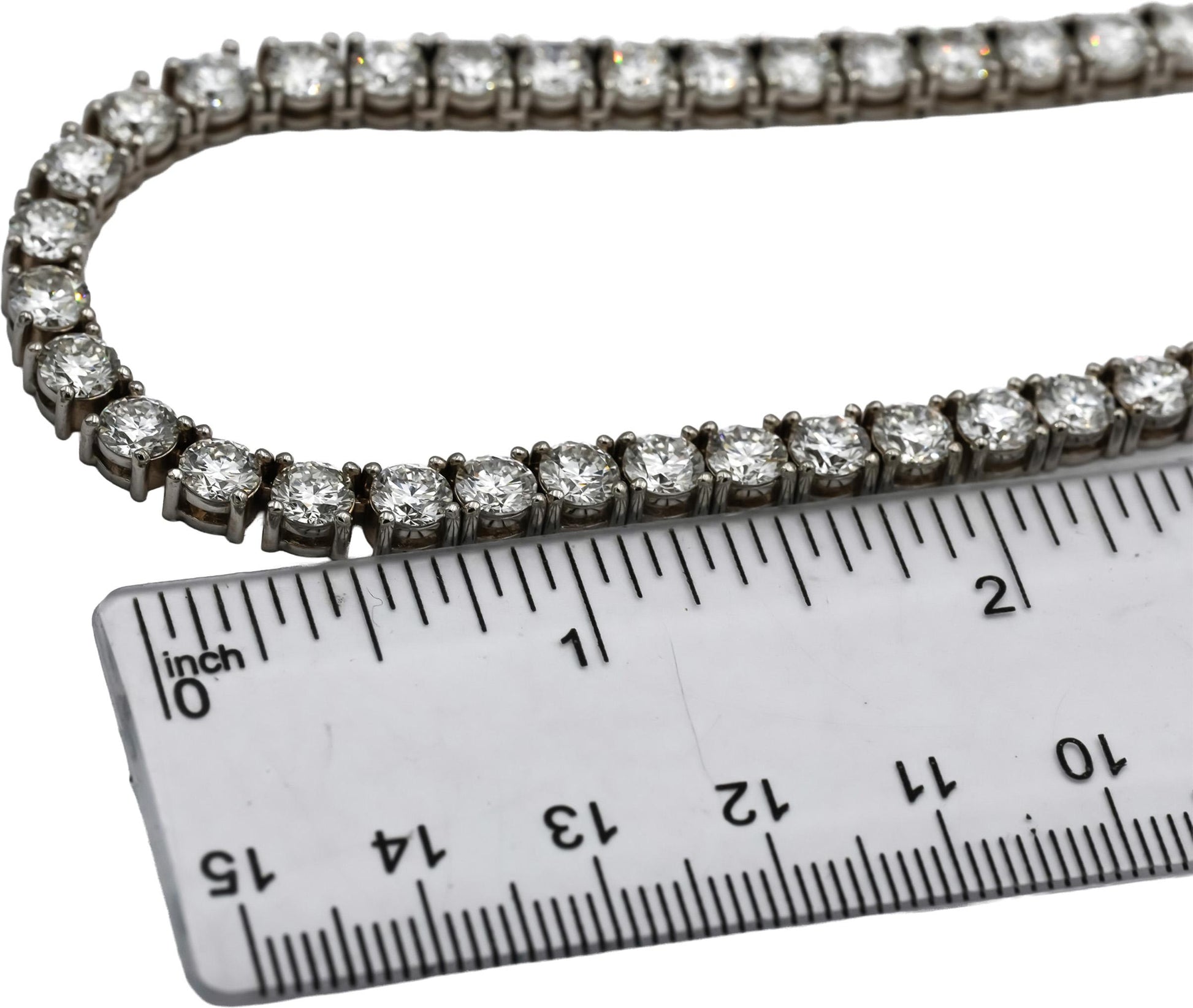 14k White Gold VS Round Lab-Grown Tennis Necklace 45.85CT