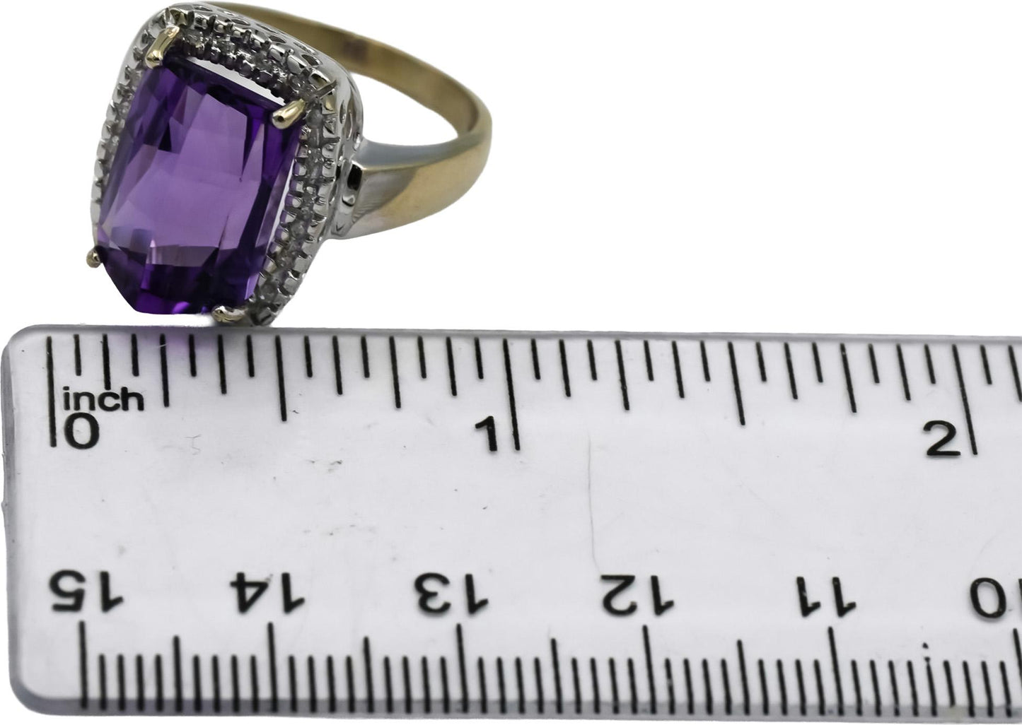 14k White Gold Diamond and Amethyst Cocktail Ring 8.17CT Size 7.75
