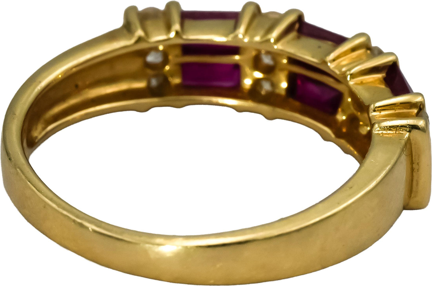 14k Yellow Gold Diamond and Ruby Band Ring 0.75CT Size 7