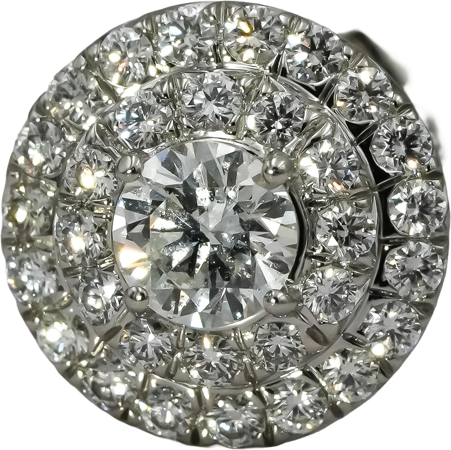 TIFFANY & CO. 18k White Gold Diamond Soleste Stud Earrings w/ Box 0.95CT