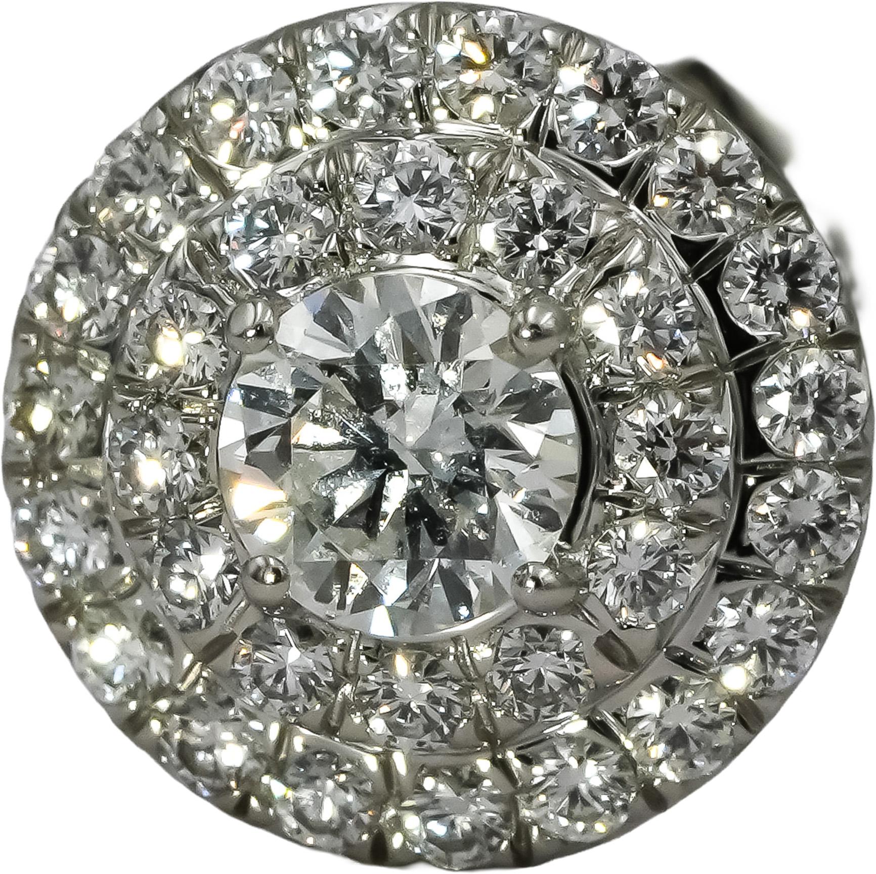 TIFFANY & CO. 18k White Gold Diamond Soleste Stud Earrings w/ Box 0.95CT