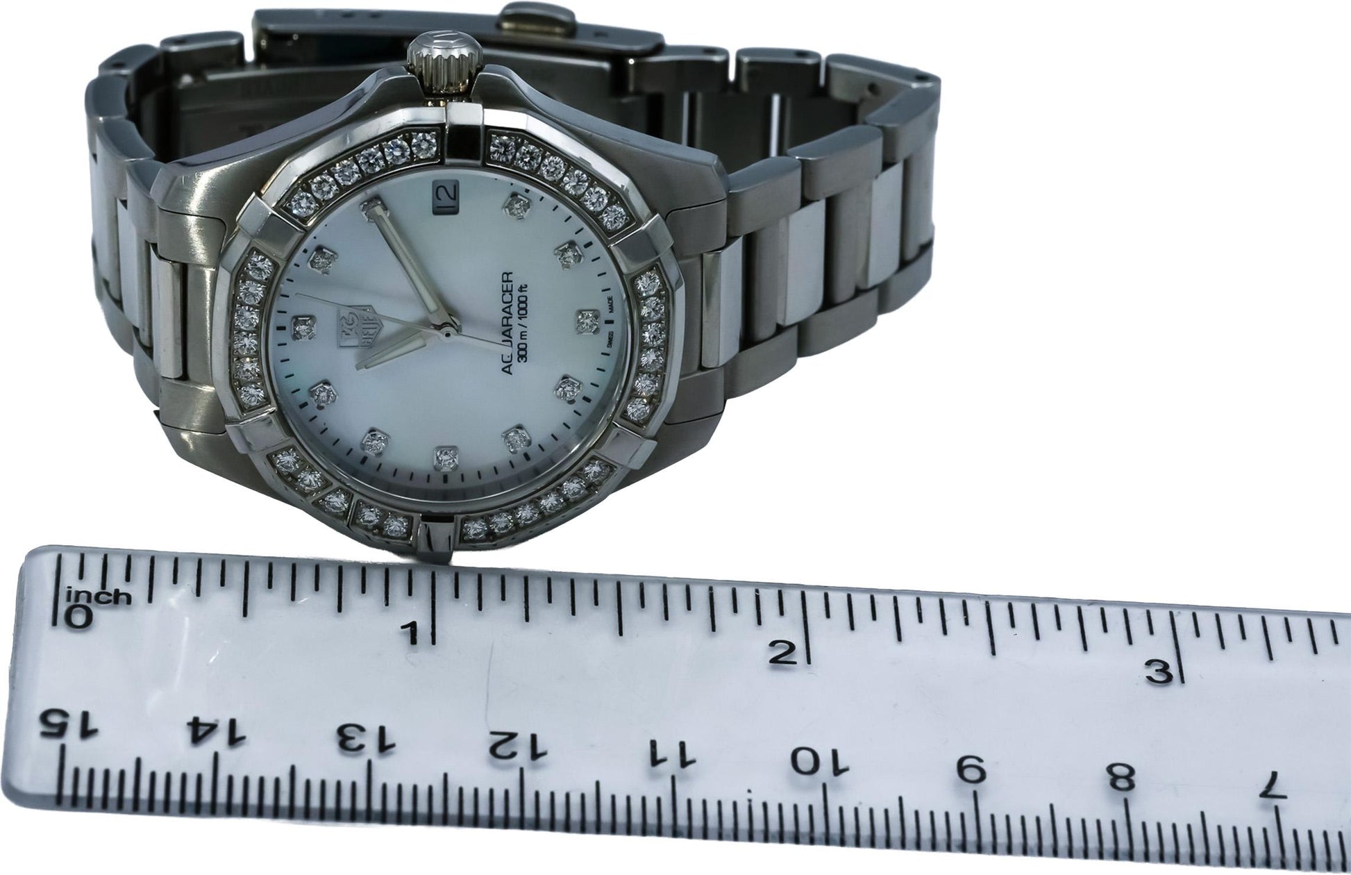 TAG Heuer Stainless Steel Aquaracer Lady MOP Dial Diamond Accent Watch WAY1314