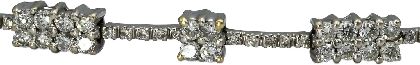 14k White Gold Round Diamond Fancy Link Bracelet 2.0CT