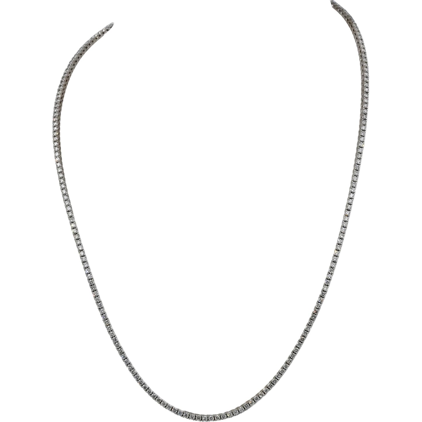 14k White Gold VS Round Diamond Tennis Necklace 5.45CT 217 Pieces