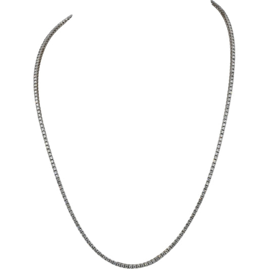 14k White Gold VS Round Diamond Tennis Necklace 5.45CT 217 Pieces