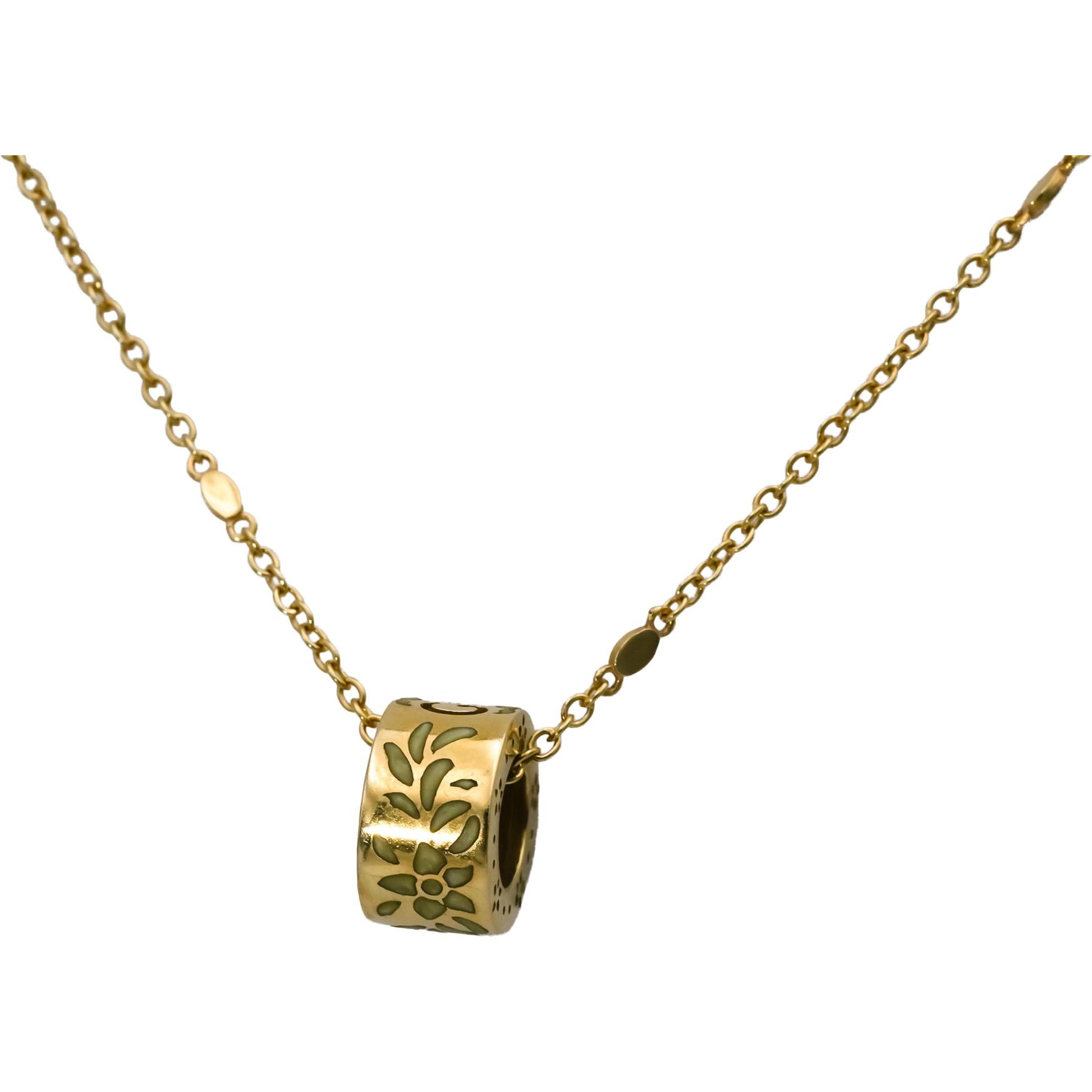 GUCCI 18k Yellow Gold Icon Blooms Botanical Motif Pendant Necklace
