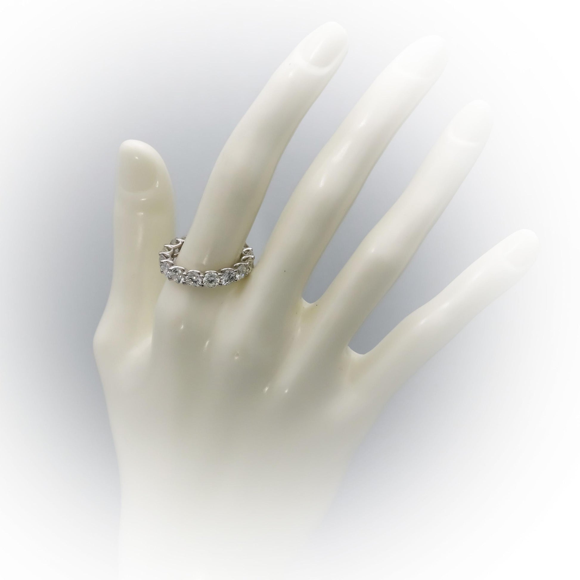 14k White Gold Round Diamond Eternity Band Ring 5.13CT Size 7.25