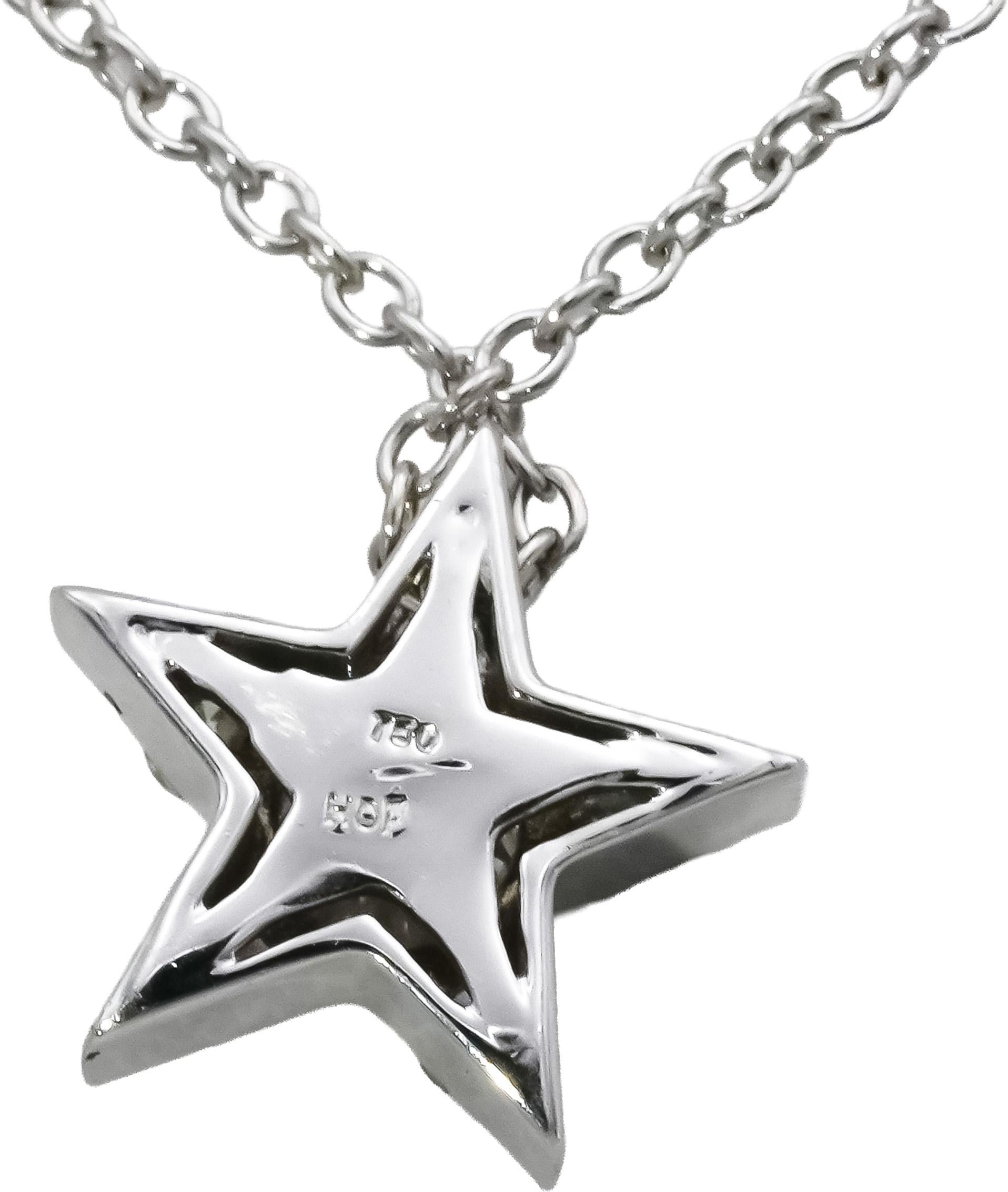 HEARTS ON FIRE 18k White Gold VS Diamond Star Pendant Necklace 0.42CT