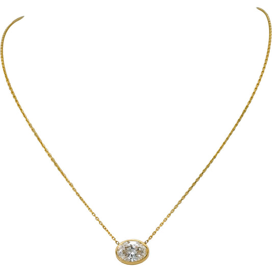 14k Yellow Gold VS Oval Cut Lab-Grown Diamond Pendant Necklace 2.23CT