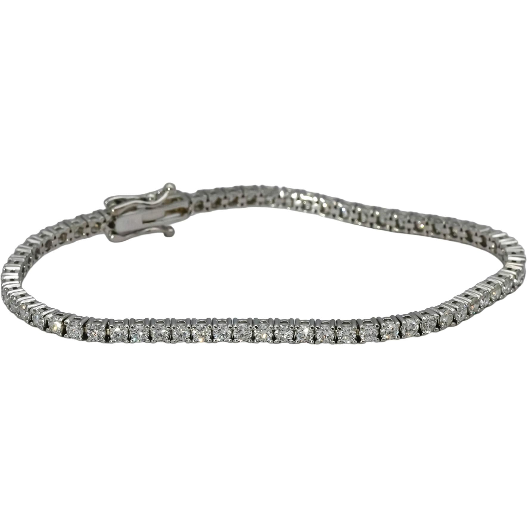 14k White Gold VS Round Diamond Tennis Bracelet 3.65CT