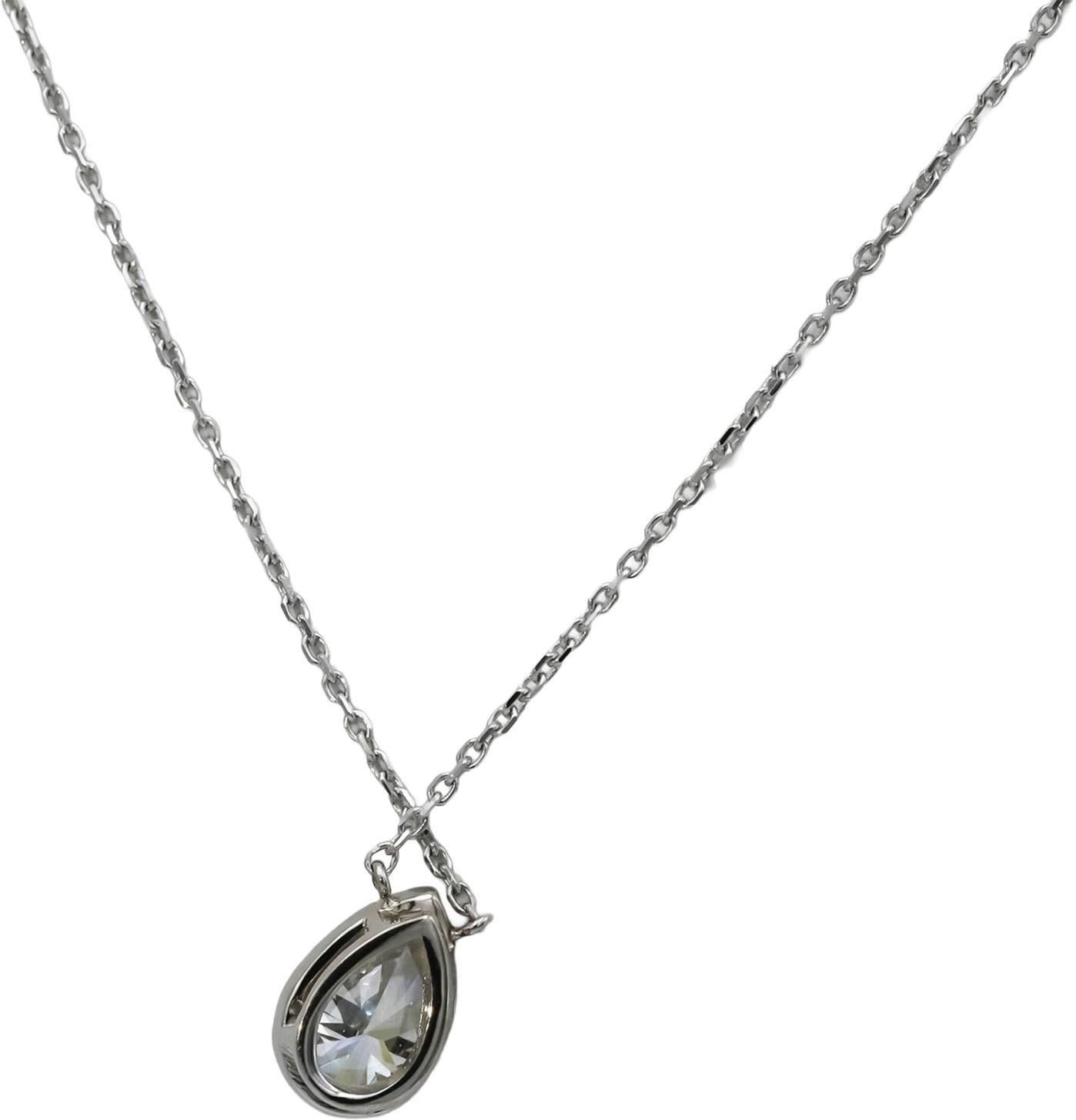 14k White Gold VS Pear Cut Lab-Grown Diamond Solitaire Pendant Necklace 1.05CT