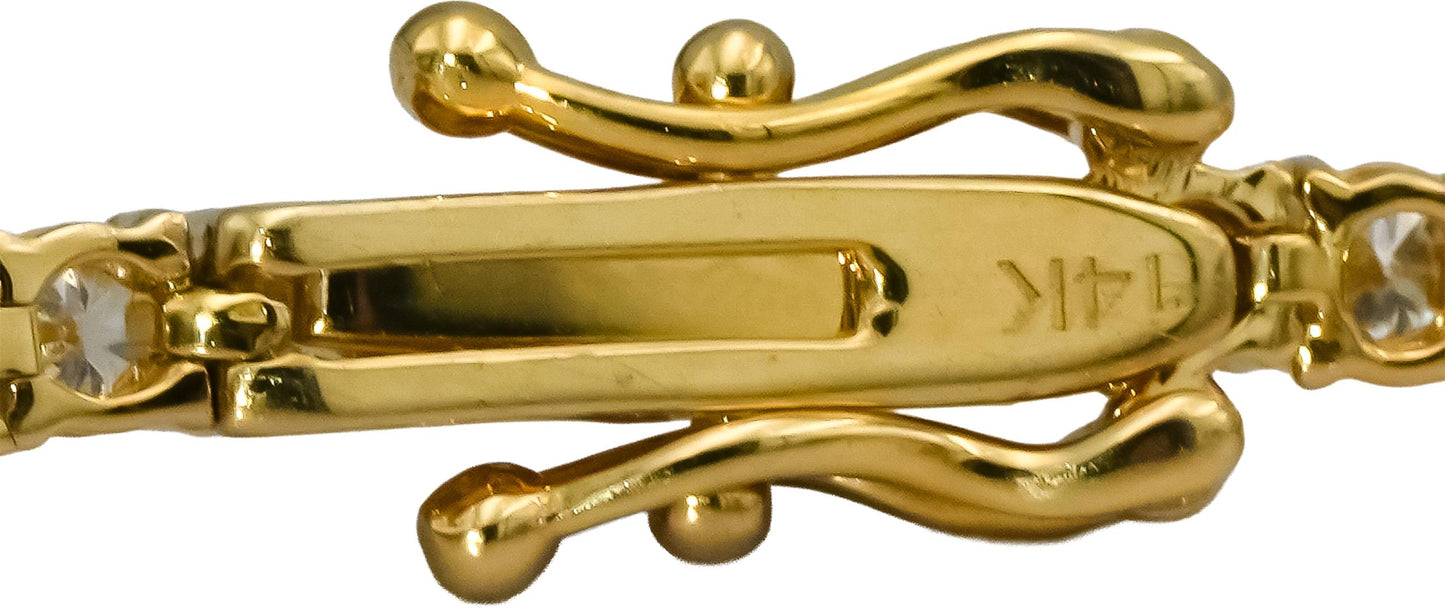 14k Yellow Gold VS Round Cut Natural Diamond Tennis Bracelet 3.08CT