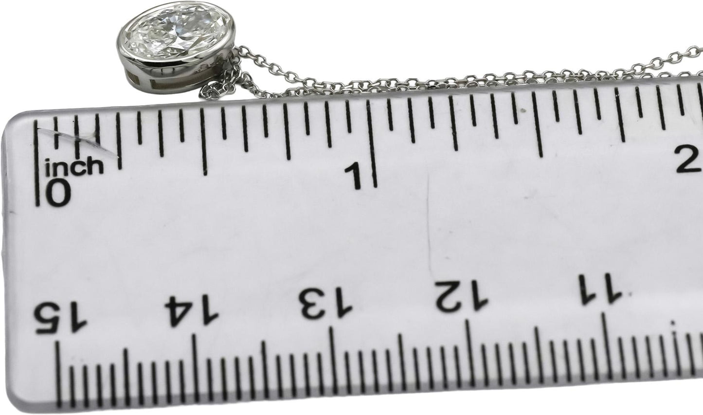 14k White Gold VS Oval Cut Lab-Grown Diamond Solitaire Pendant Necklace 0.98CT