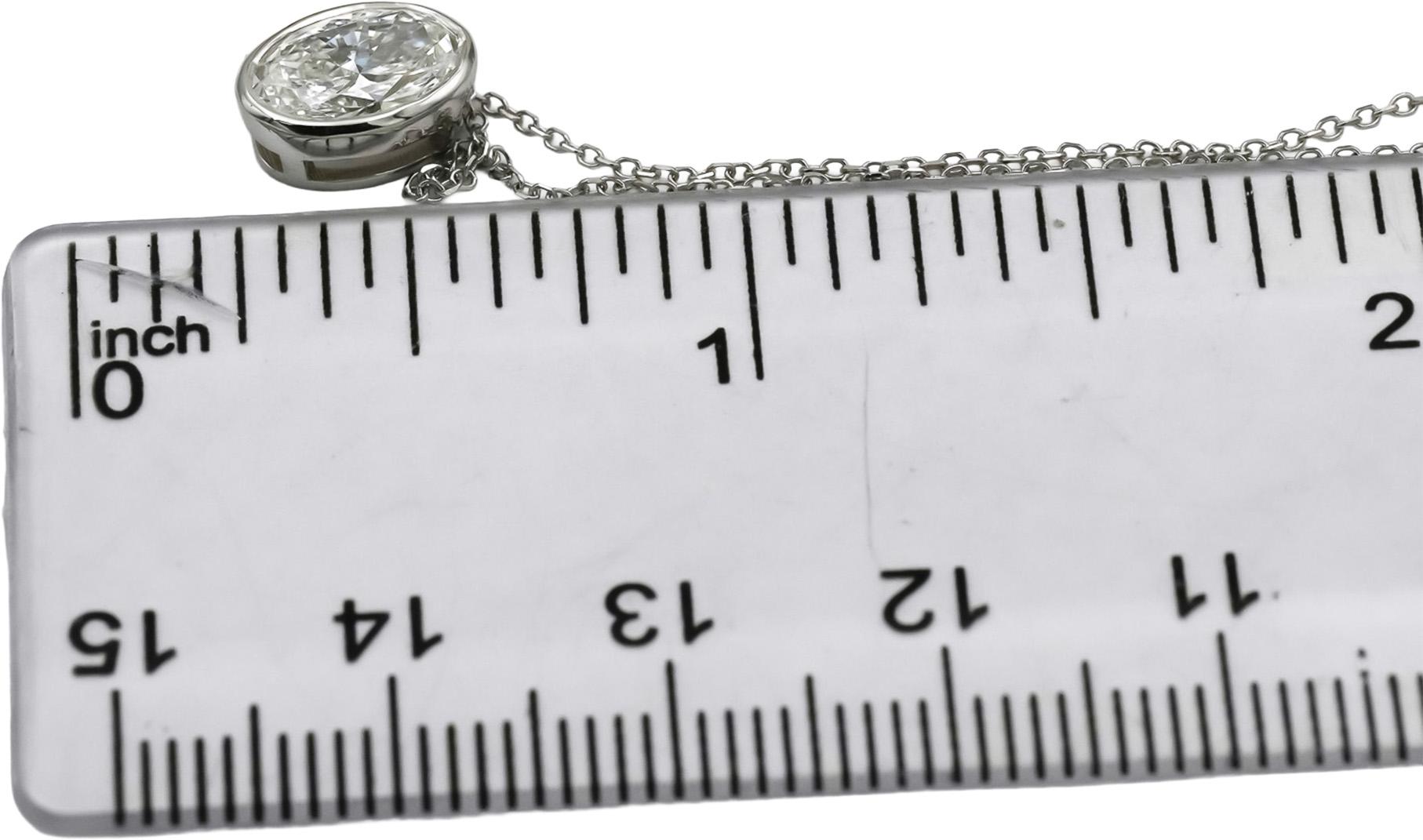 14k White Gold VS Oval Cut Lab-Grown Diamond Solitaire Pendant Necklace 0.98CT
