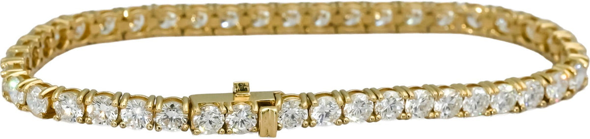14k Yellow Gold VS Round Lab-Grown Diamond Tennis Bracelet 10.40CT