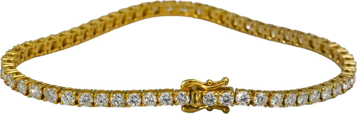 14k Yellow Gold VS Round Lab-Grown Diamond Tennis Bracelet 4.40CT