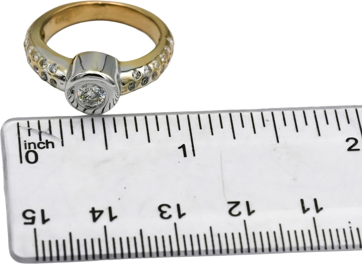 14k White Yellow Gold Round Diamond Ring 0.75CT w/ 0.35CT Center Size 6.25