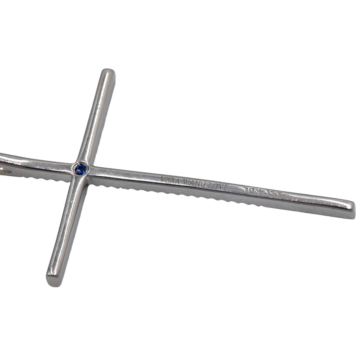 VERA WANG LOVE 10k White Gold 0.25CT Diamond Cross Crucifix Pendant Necklace
