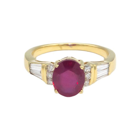18k Yellow Gold 2.55CT Diamond and Ruby Cocktail Ring Size 6.5