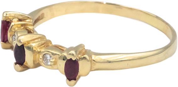 14k Yellow Gold 0.29CT Diamond and Ruby Band Ring Size 10