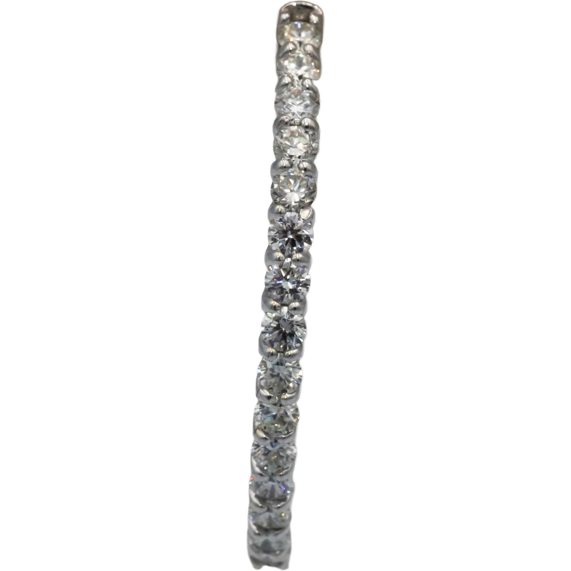 14k White Gold 4.30CT Round Cut Trellis Setting Inside Out Hoop Earrings