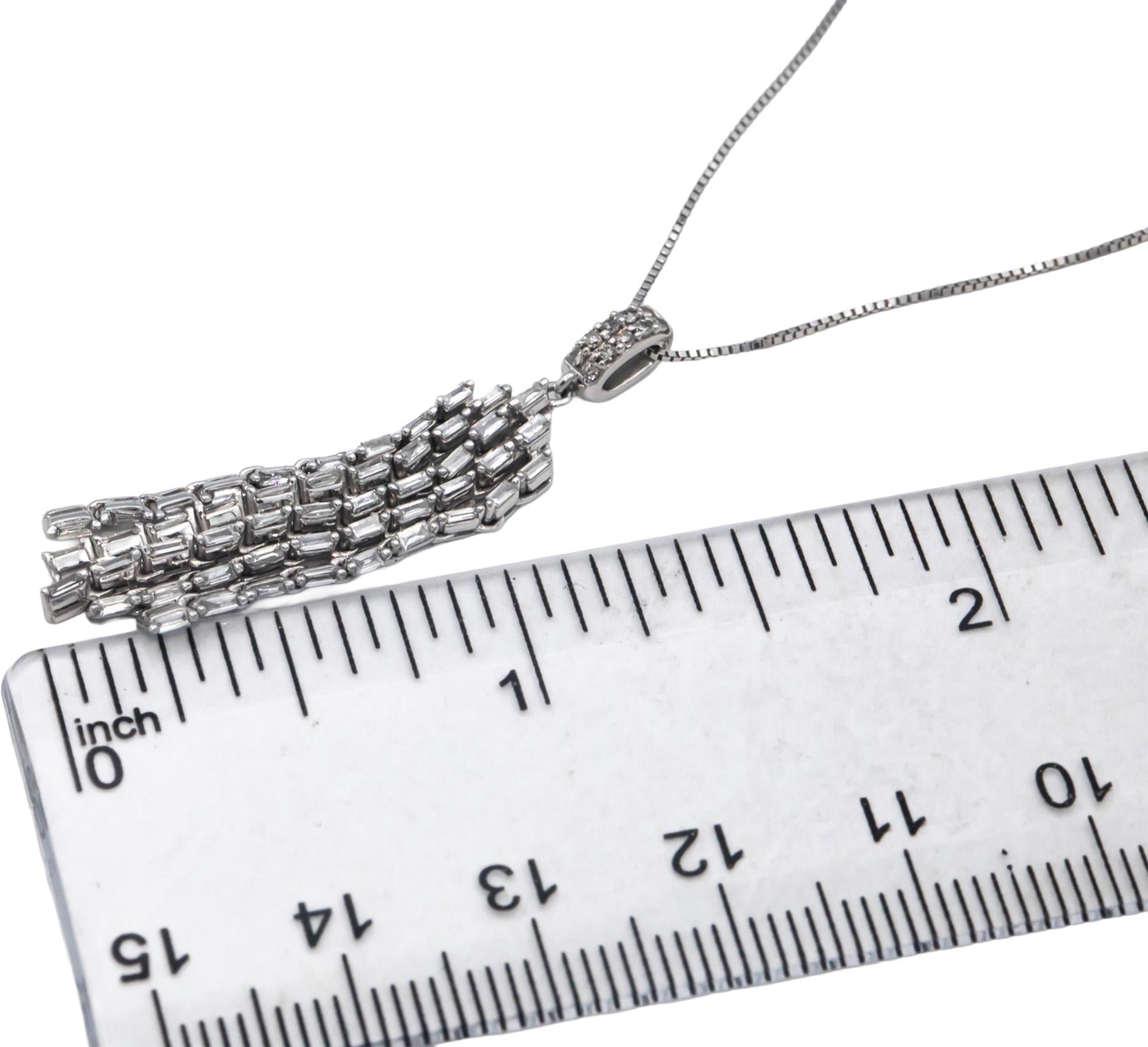 10k White Gold 0.50CT Diamond Dangle Tassel Pendant Necklace