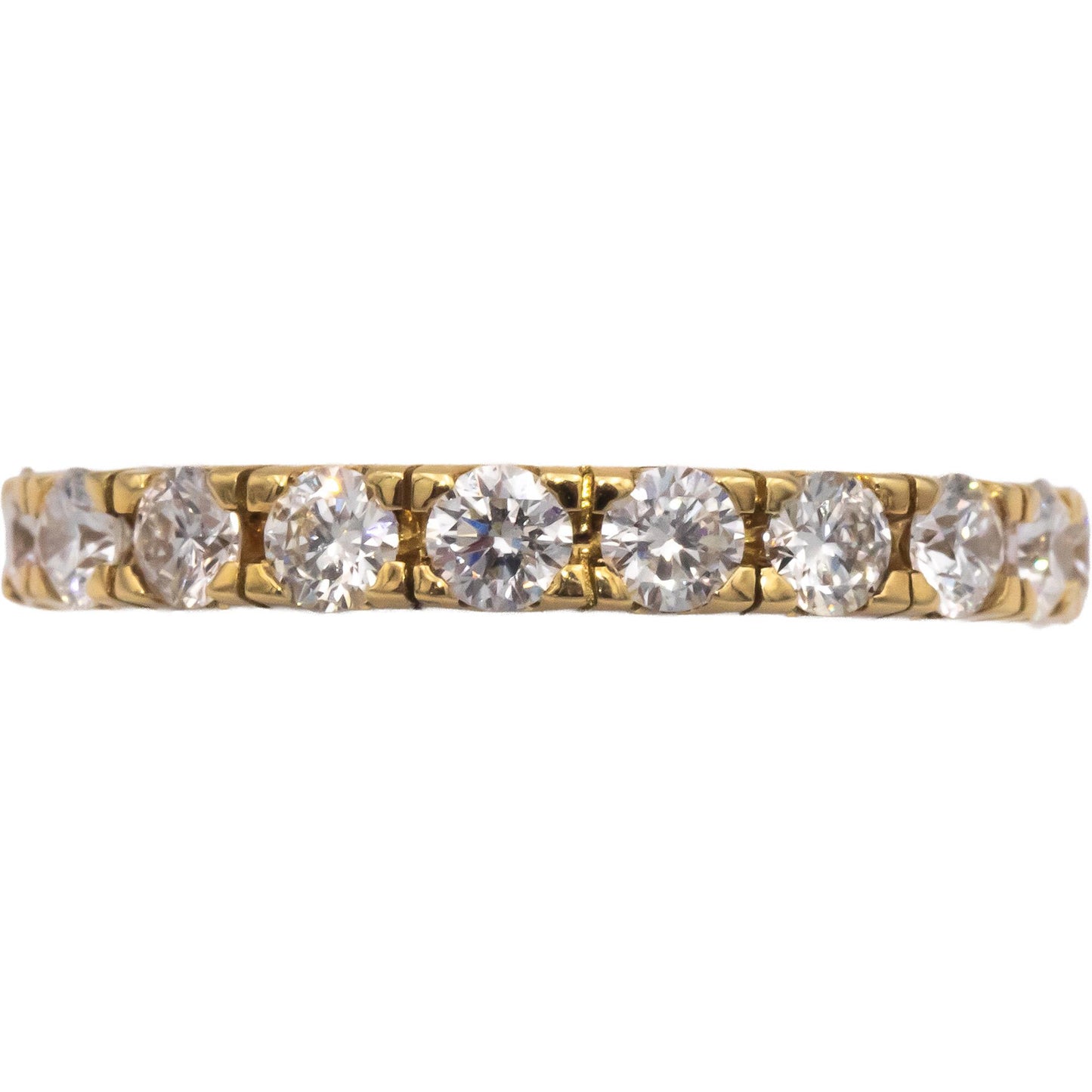 18k Yellow Gold VS Round Cut Diamond Semi-Eternity Band Ring 1.12CT Size 7.5