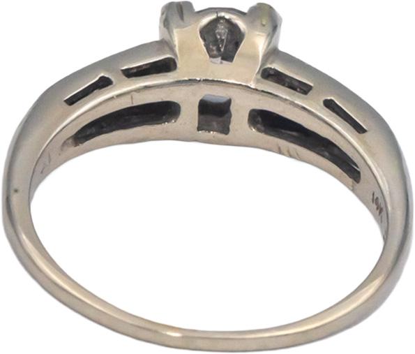 Vintage Antique 14k White Gold 0.40CT Old Euro Engagement Ring w/ 0.35 Center