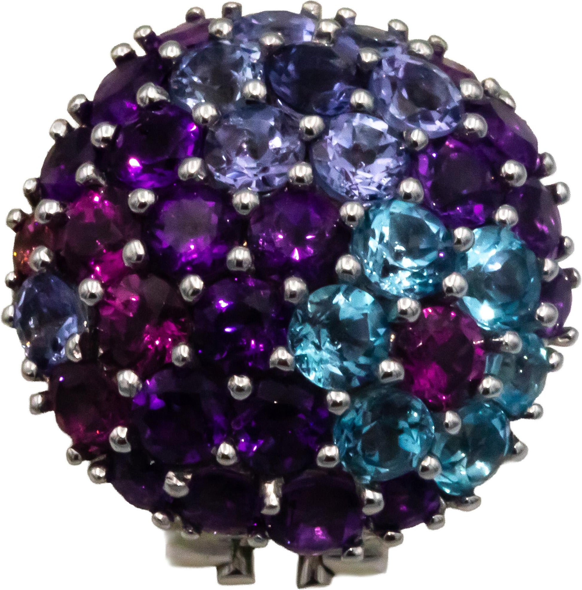 PASQUALE BRUNI 18k White Gold Assorted Gemstone Cluster Button Earrings