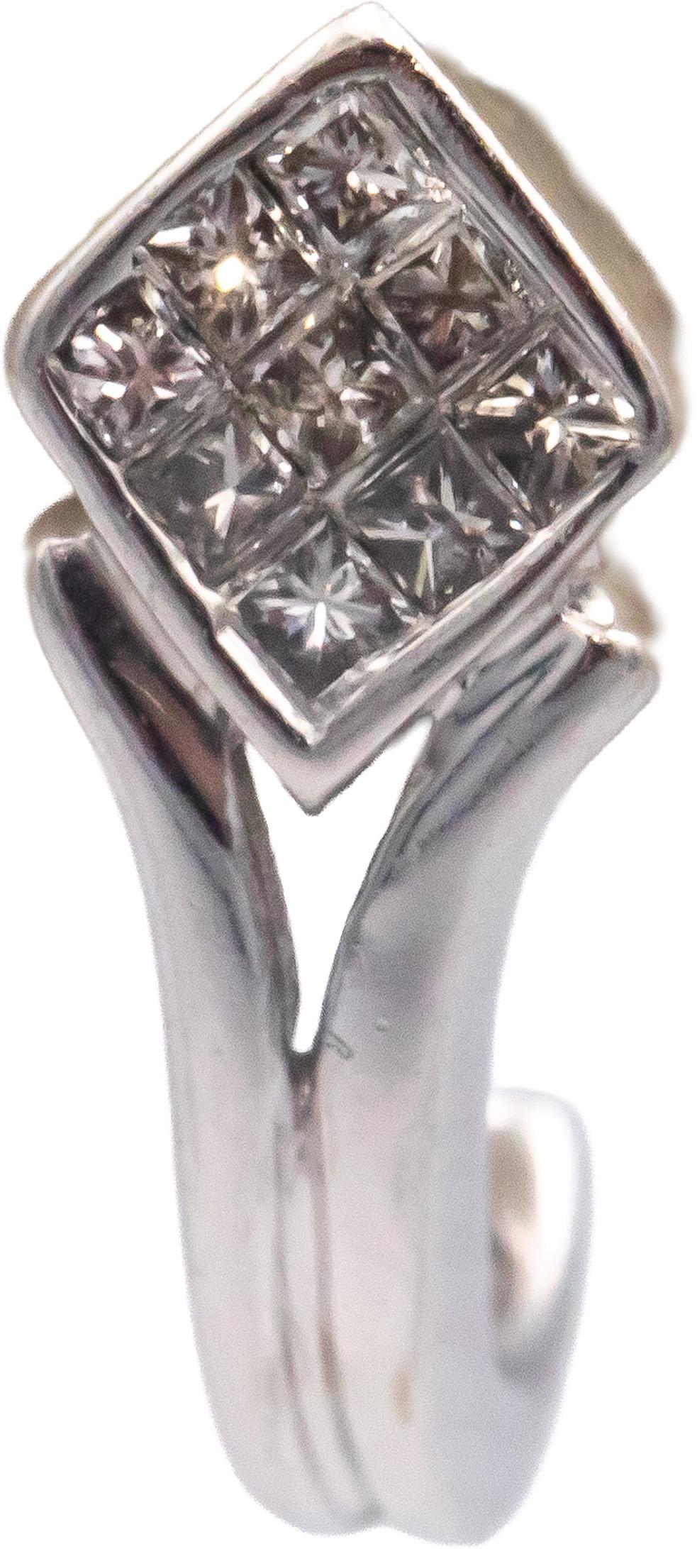 14k White Gold Jewelry 0.20CT Princess Cut Diamond Curved Stud Earrings