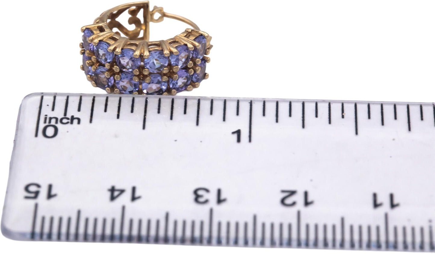 10k Yellow Gold 2.50CT Round Cut Tanzanite Huggie Earrings