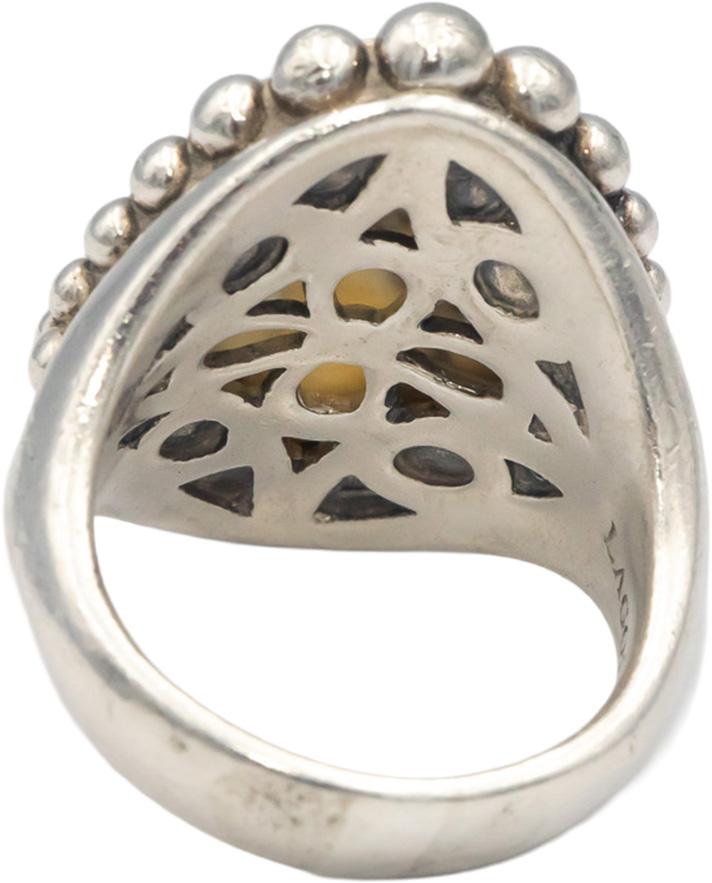 LAGOS Sterling Silver 17.0 x 16.0mm Quartz Caviar Glacier Ring Size 9