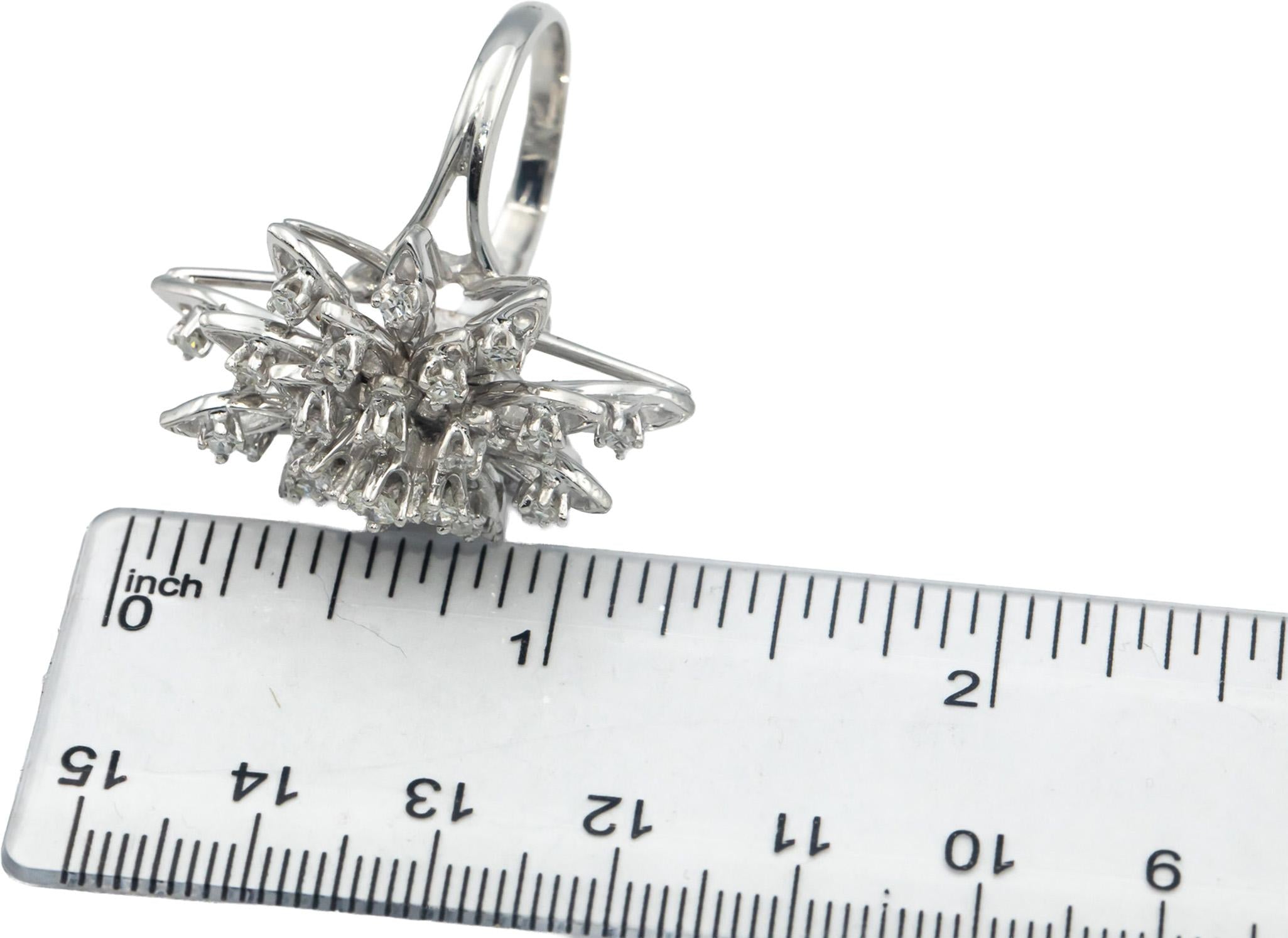 Vintage Antique 14k White Gold VS Single Cut Diamond Cocktail Ring 1.0CT Size 9